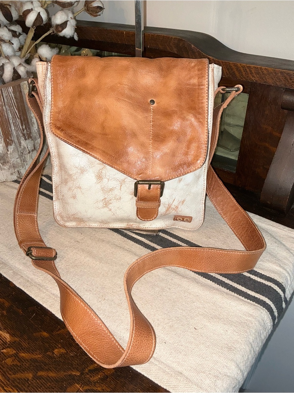 NWOT Bed Stu Leather Venice Beach Crossbody Nectar Tan Rustic Retail $240